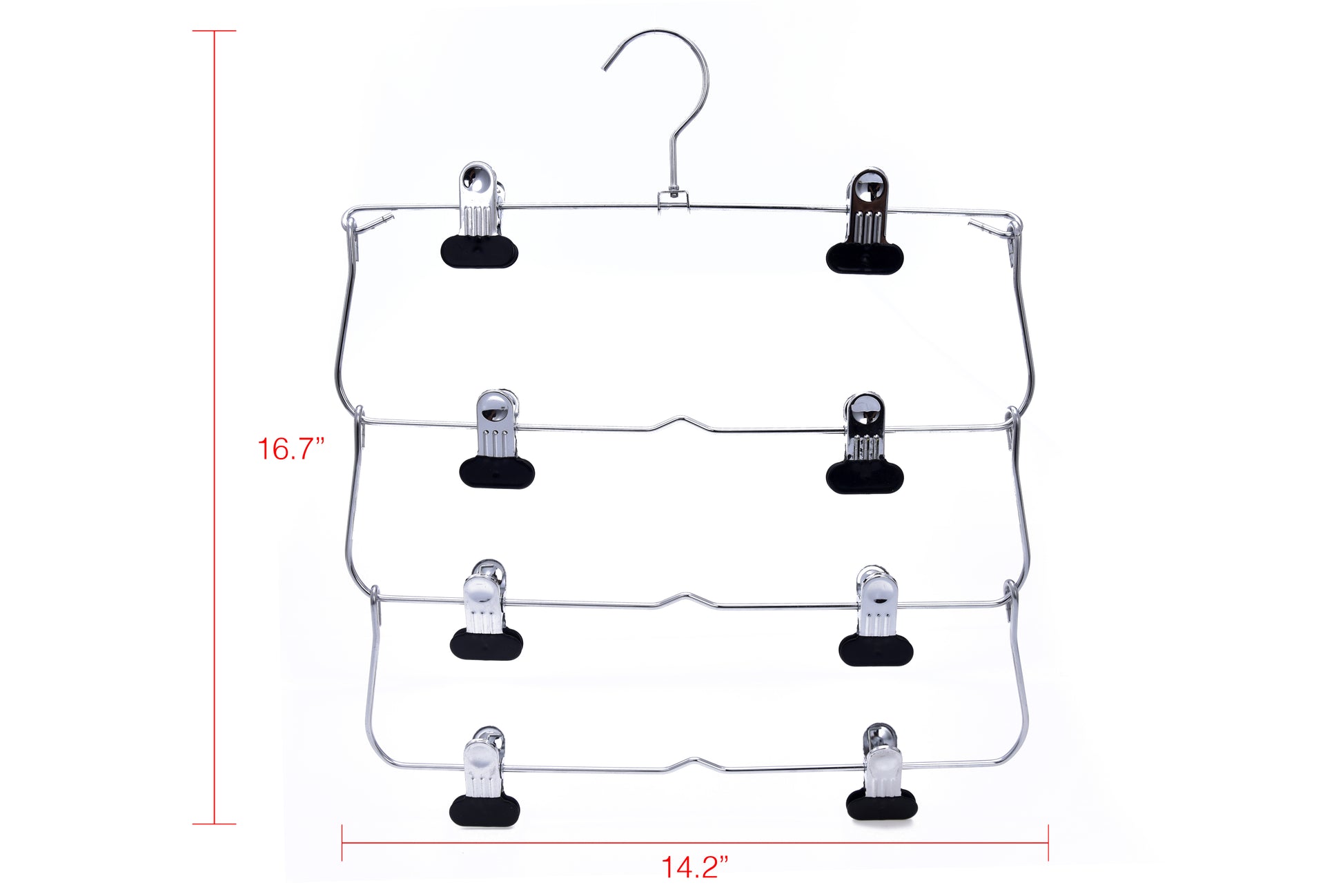 M050 - Heavy Duty 4 Tier Hanger Foldable Wide Clips - 24 pcs (Retail Packed)