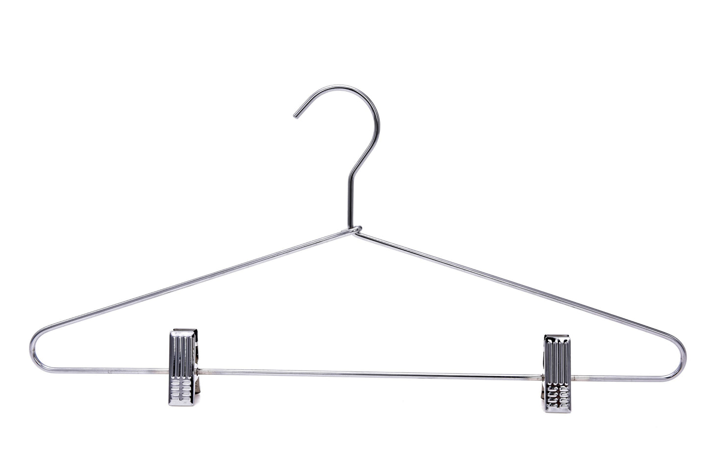 M052-10  - Heavy Duty Metal Skirt Hanger with Clips - 100 Hangers
