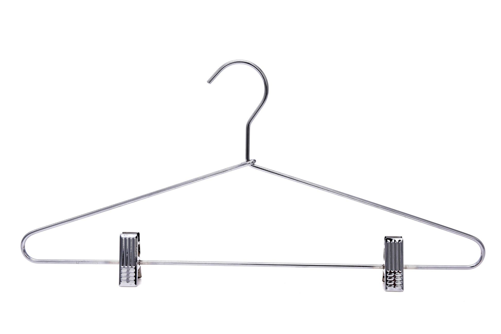 M052-10  - Heavy Duty Metal Skirt Hanger with Clips - 100 Hangers