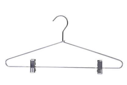 M052-10  - Heavy Duty Metal Skirt Hanger with Clips - 100 Hangers