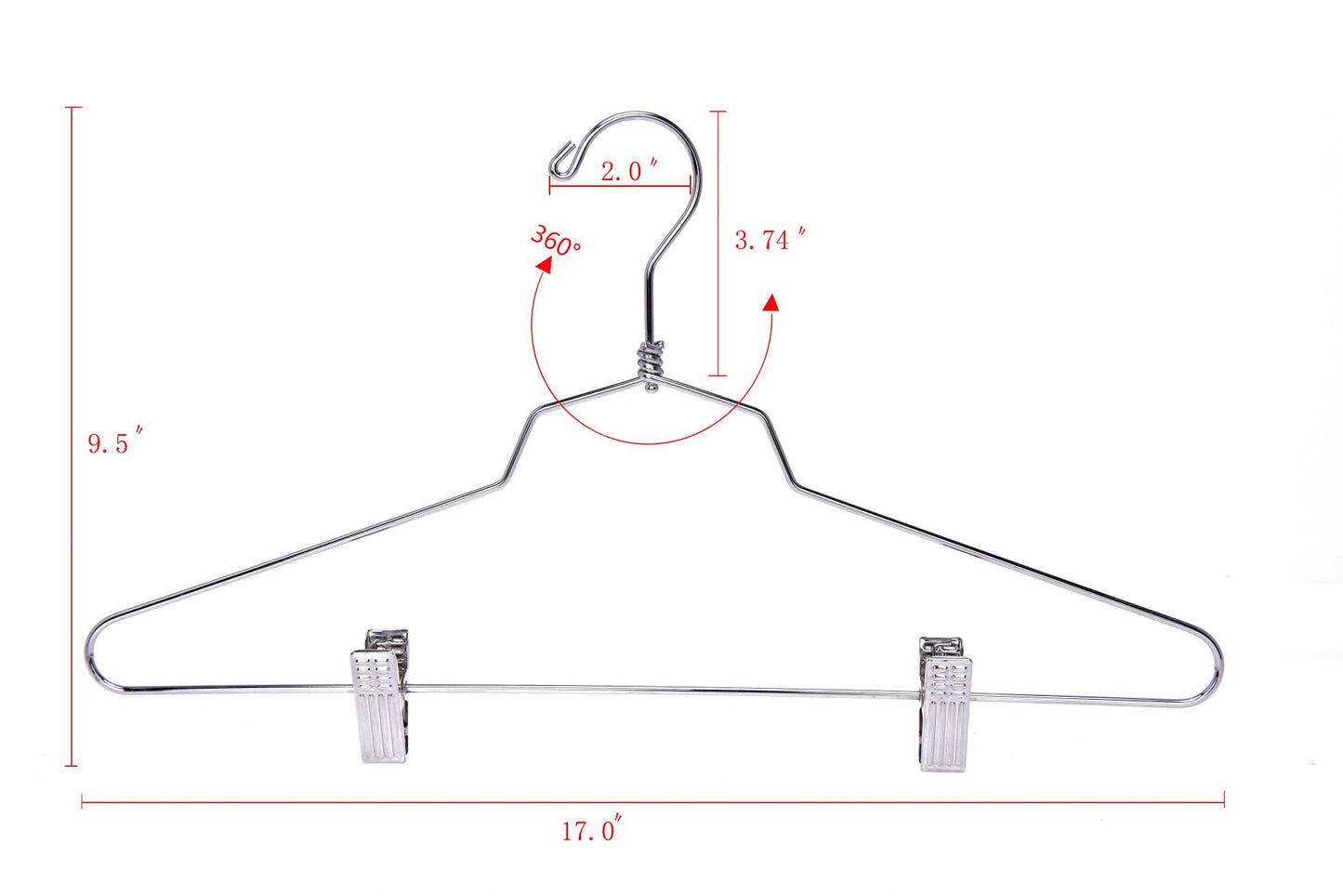 M055-10 - Metal Hanger 16" with Clips Swivel Hook 100 pcs.
