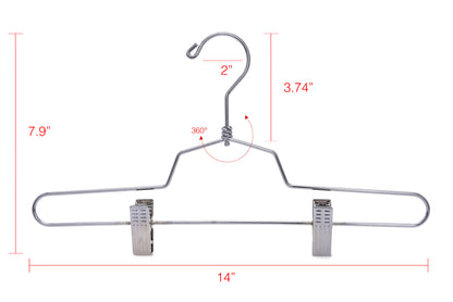 M058-10 - Heavy Duty Metal Hanger + Clips Swivel Hook - 100 Pcs