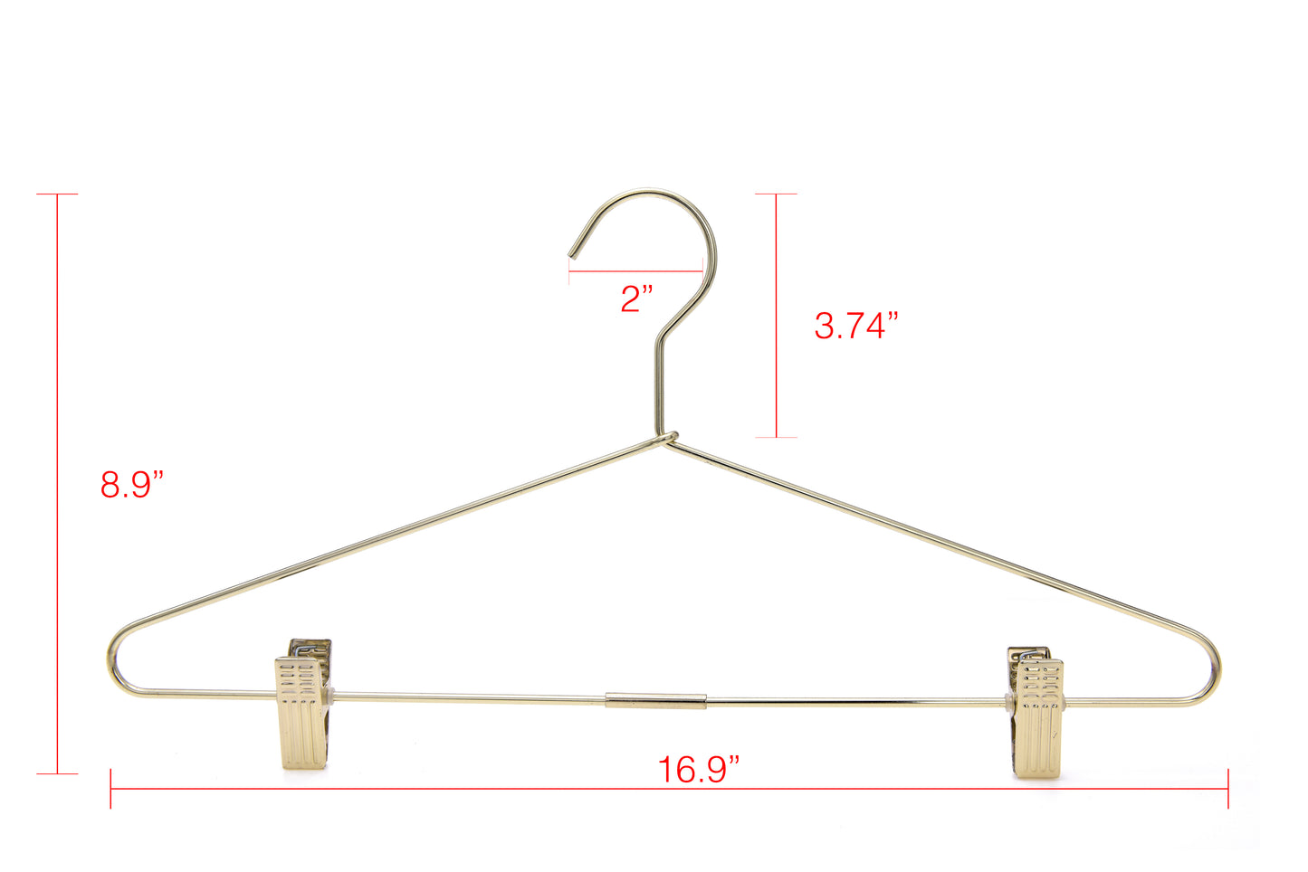 M070 - Gold Metal 17" Heavy Duty Skirt Hanger - 100 Hangers