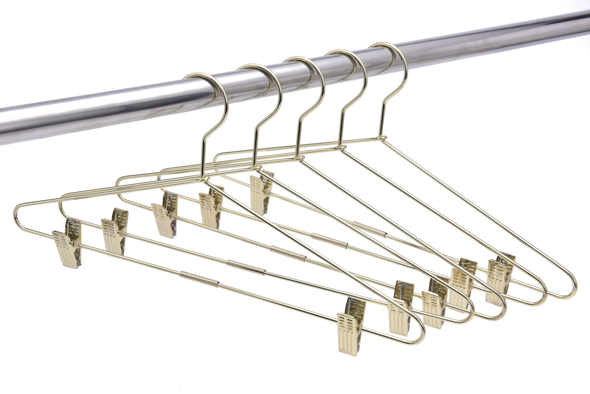 M070 - Gold Metal 17" Heavy Duty Skirt Hanger - 100 Hangers