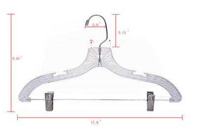 P021 - Crystal Plastic Skirt Hanger with Clips - 100 pcs (Retail Packed)