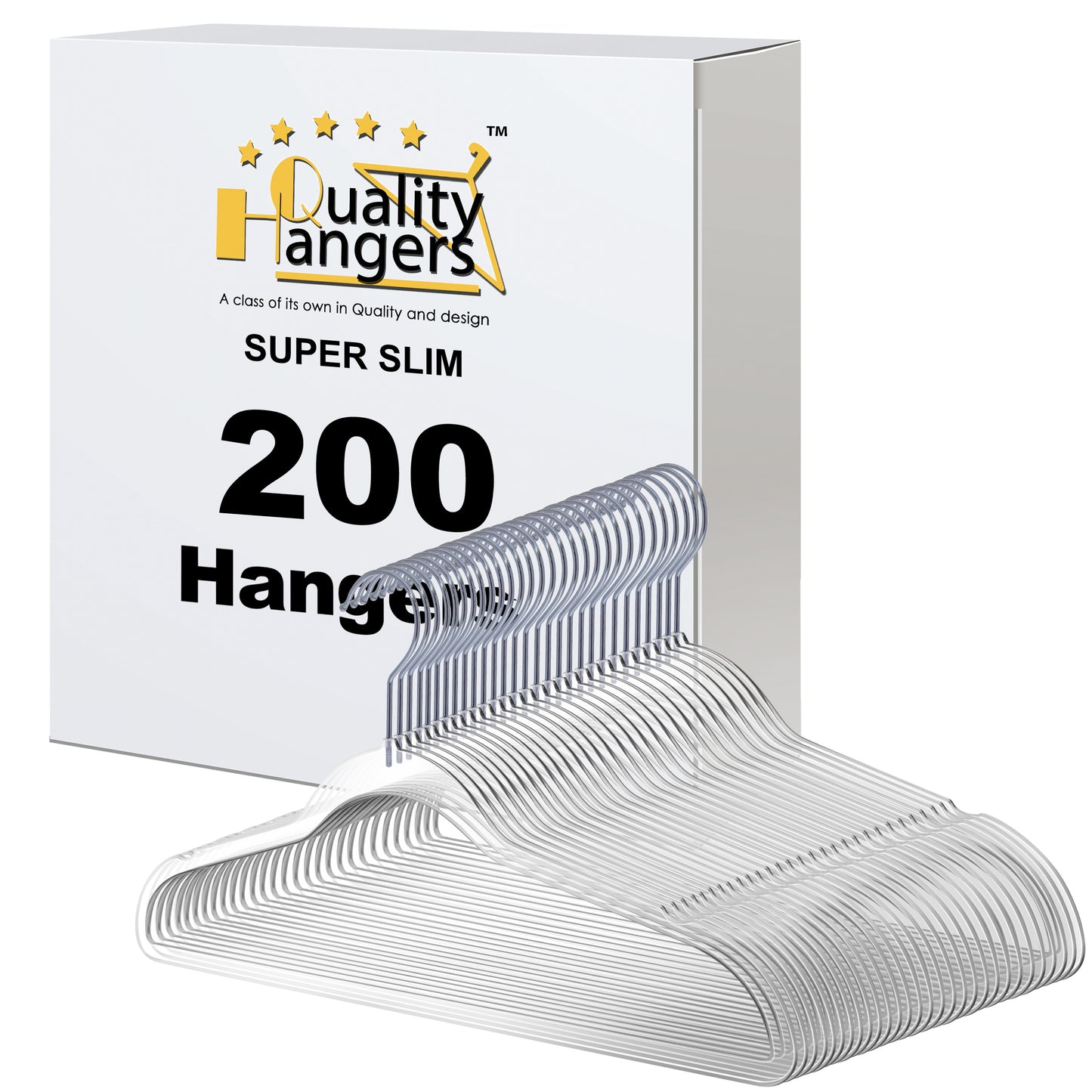 P250 - Plastic Shirt Hangers Slim Heavy Duty - Clear - 200 Hangers (Retail packed)