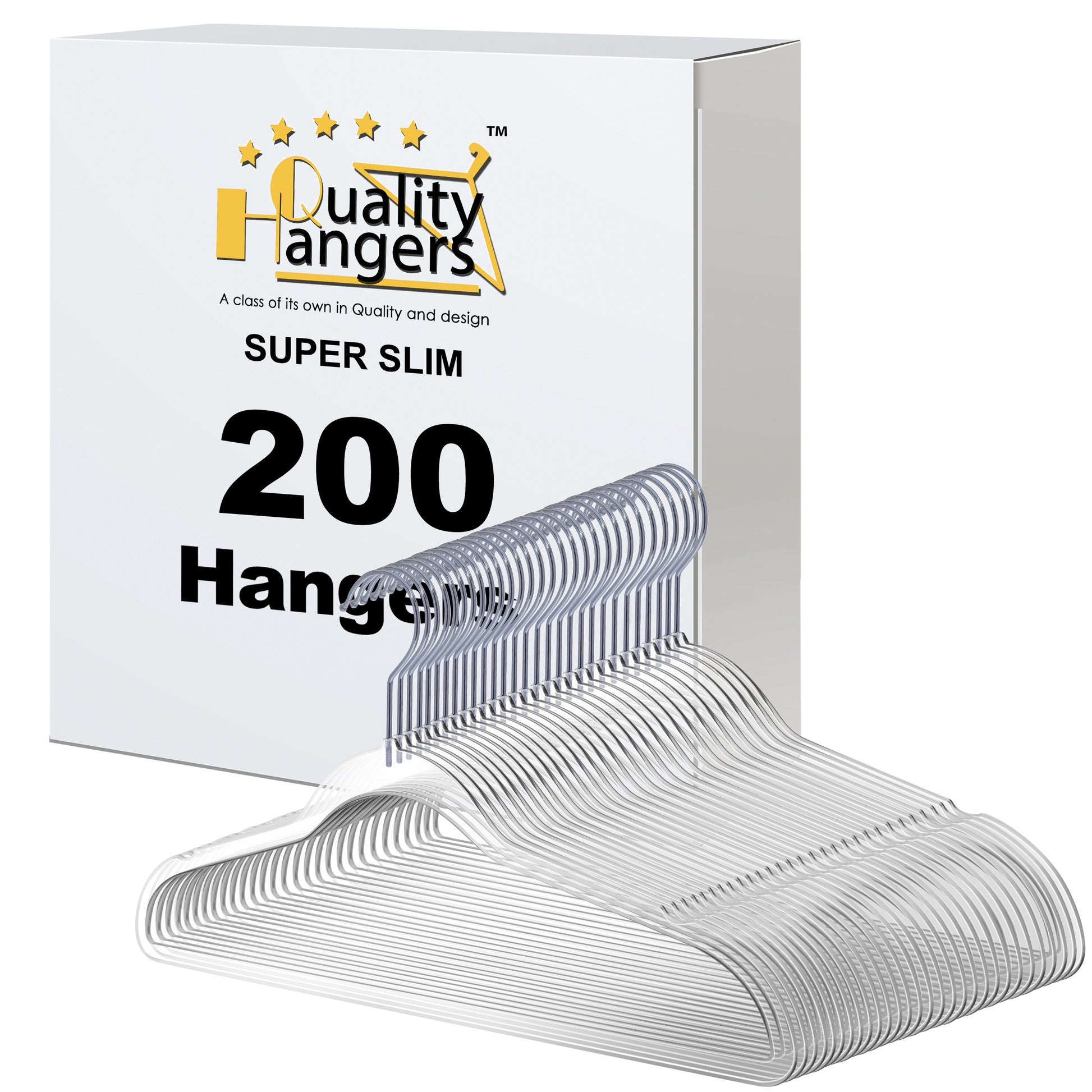 P250 - Plastic Shirt Hangers Slim Heavy Duty - Clear - 200 Hangers (Retail packed)