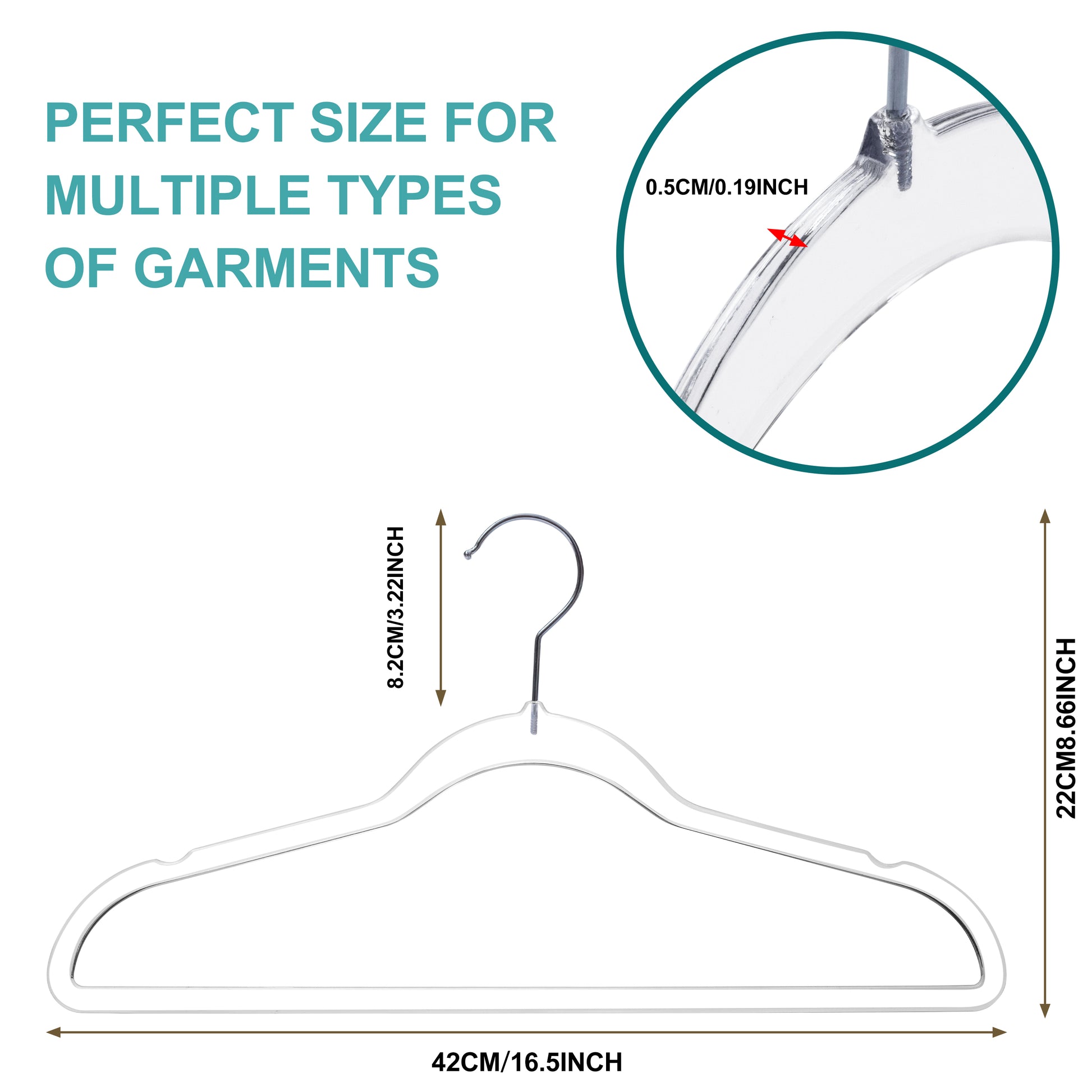P250 - Plastic Shirt Hangers Slim Heavy Duty - Clear - 200 Hangers
