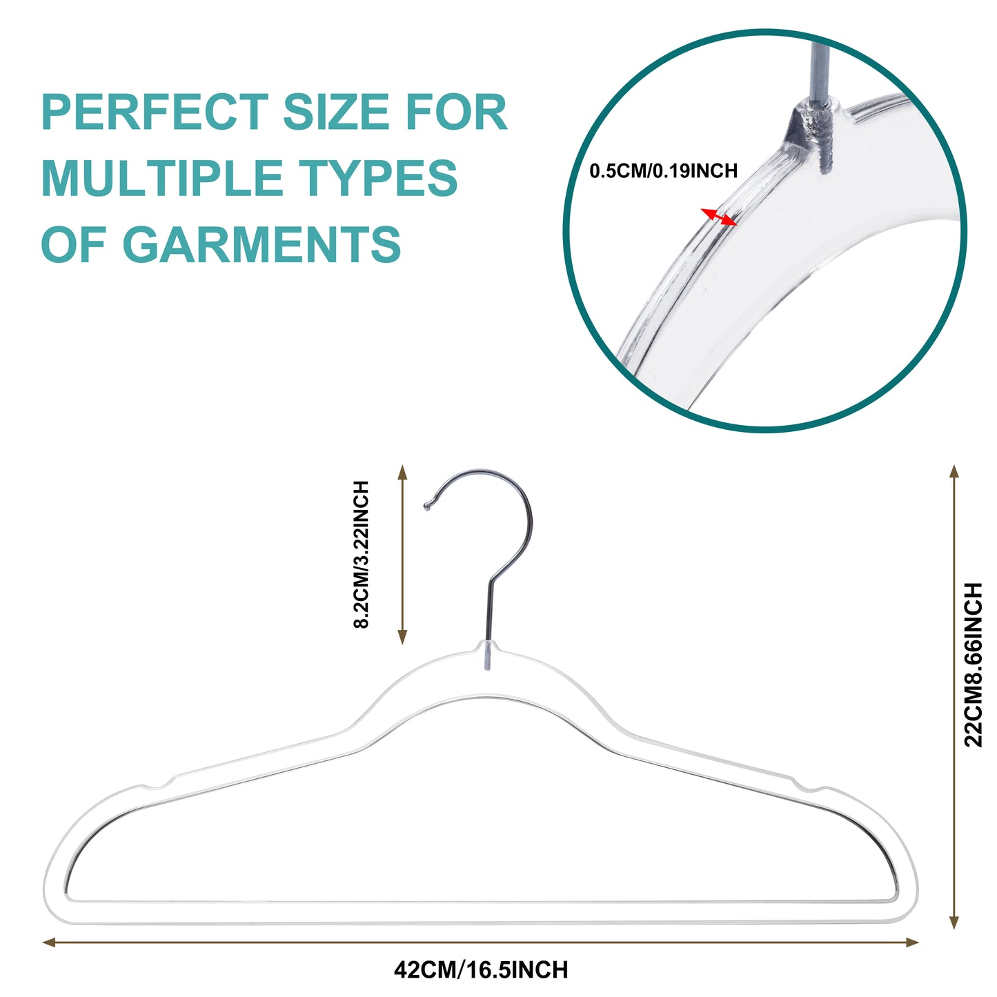 P250 - Plastic Shirt Hangers Slim Heavy Duty - Clear - 200 Hangers (Retail packed)