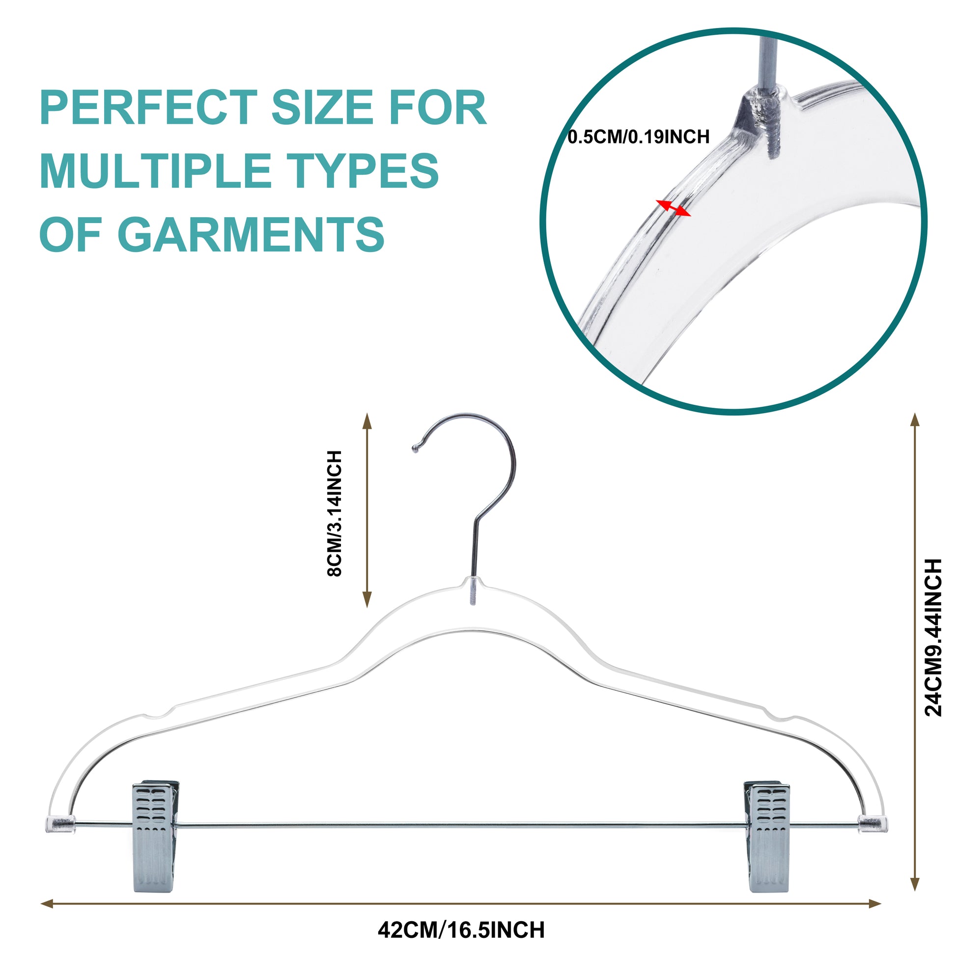 P255 Plastic Skirt Hangers Slim Heavy Duty - Clear - 100 Hangers