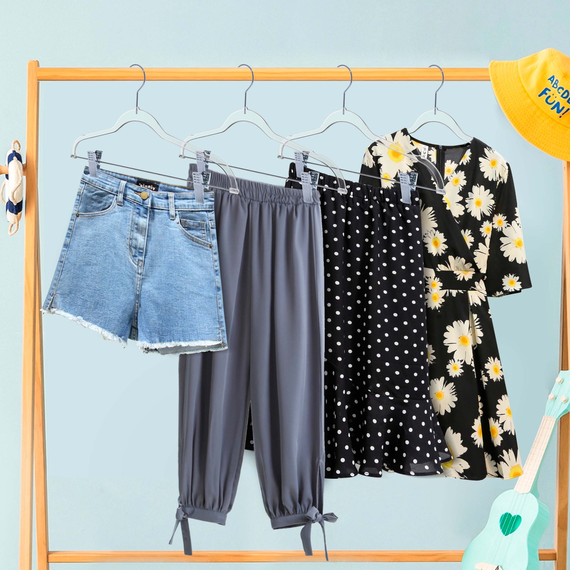 P255 Plastic Skirt Hangers Slim Heavy Duty - Clear - 100 Hangers