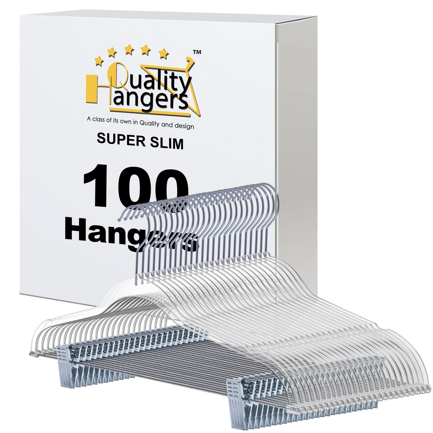 P255 Plastic Skirt Hangers Slim Heavy Duty - Clear - 100 Hangers 