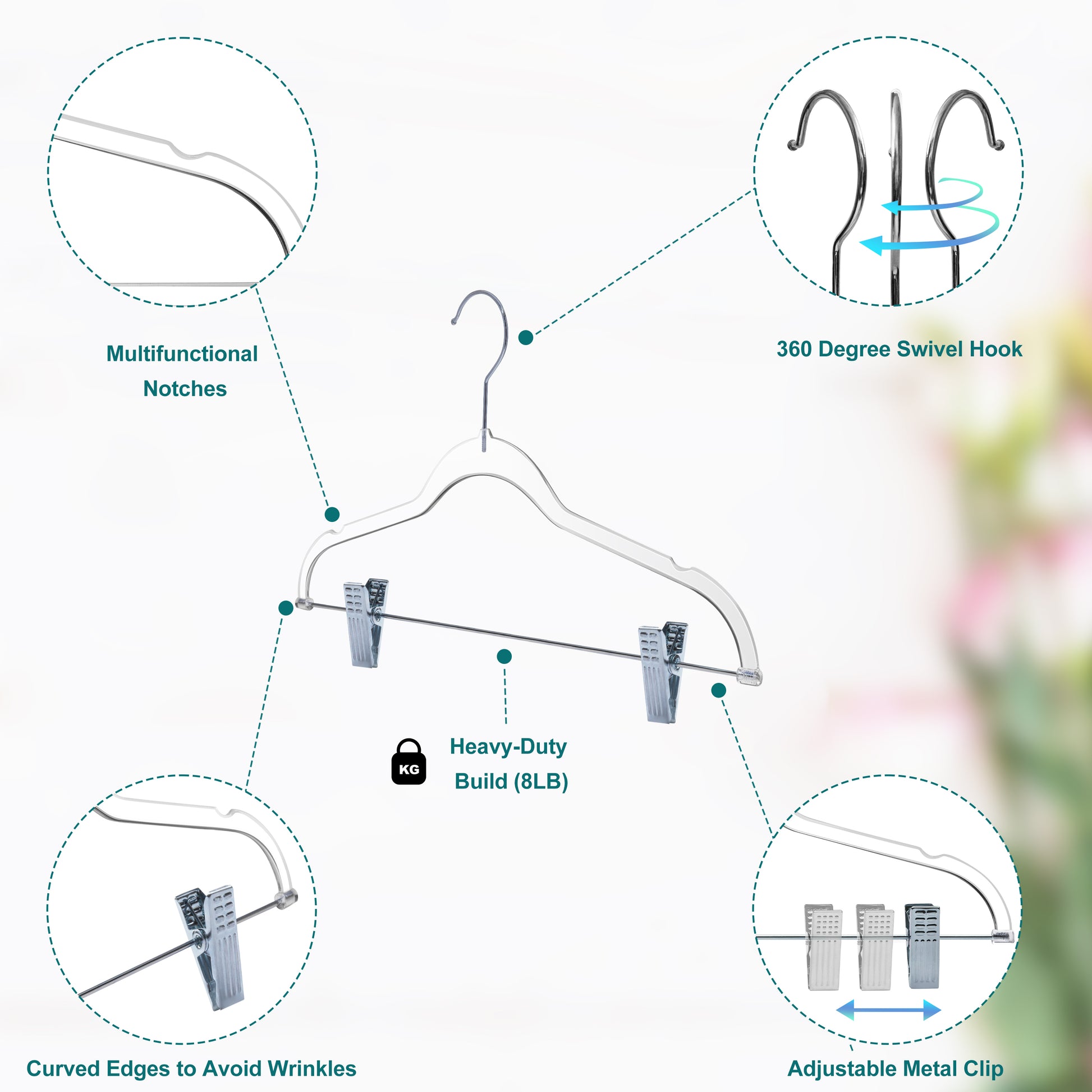 P355 13.7" Kids Plastic Skirt Hangers Slim Heavy Duty - Clear - 100 Hangers (Retail packed)