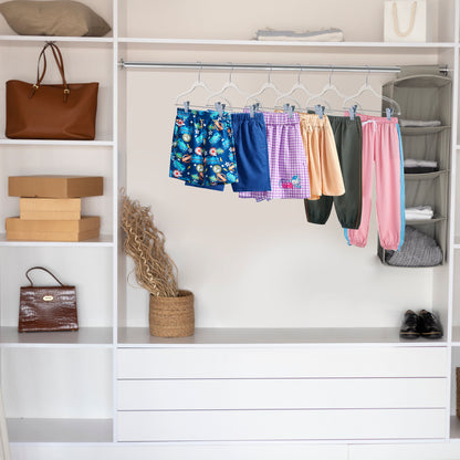 P355 13.7" Kids Plastic Skirt Hangers Slim Heavy Duty - Clear - 100 Hangers (Retail packed)