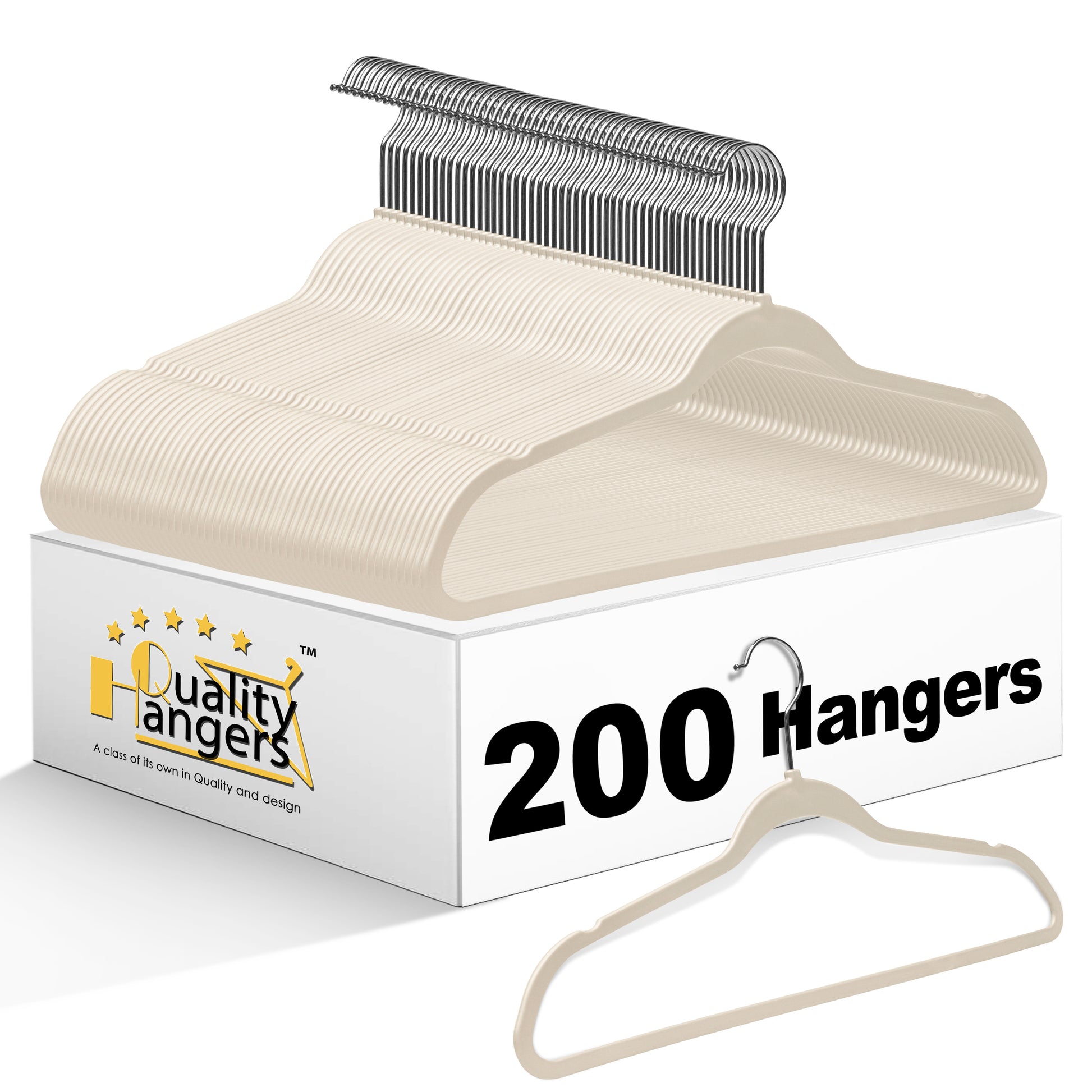 PL013 - Space saving Plastic Shirt Hangers - Ivory - 200 Hangers 