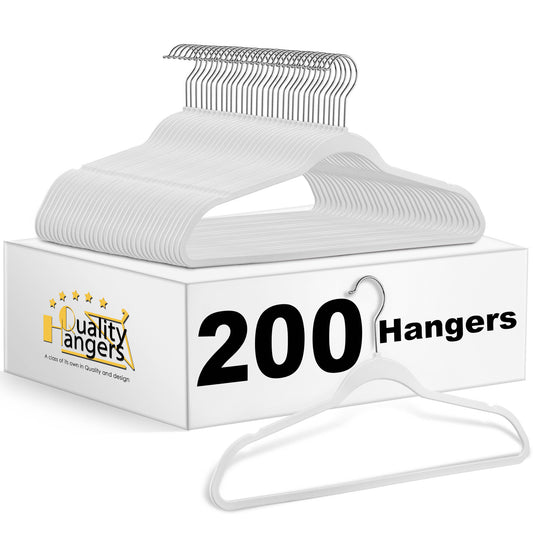 PL014 - Space saving Plastic Shirt Hangers - White - 200 Pcs