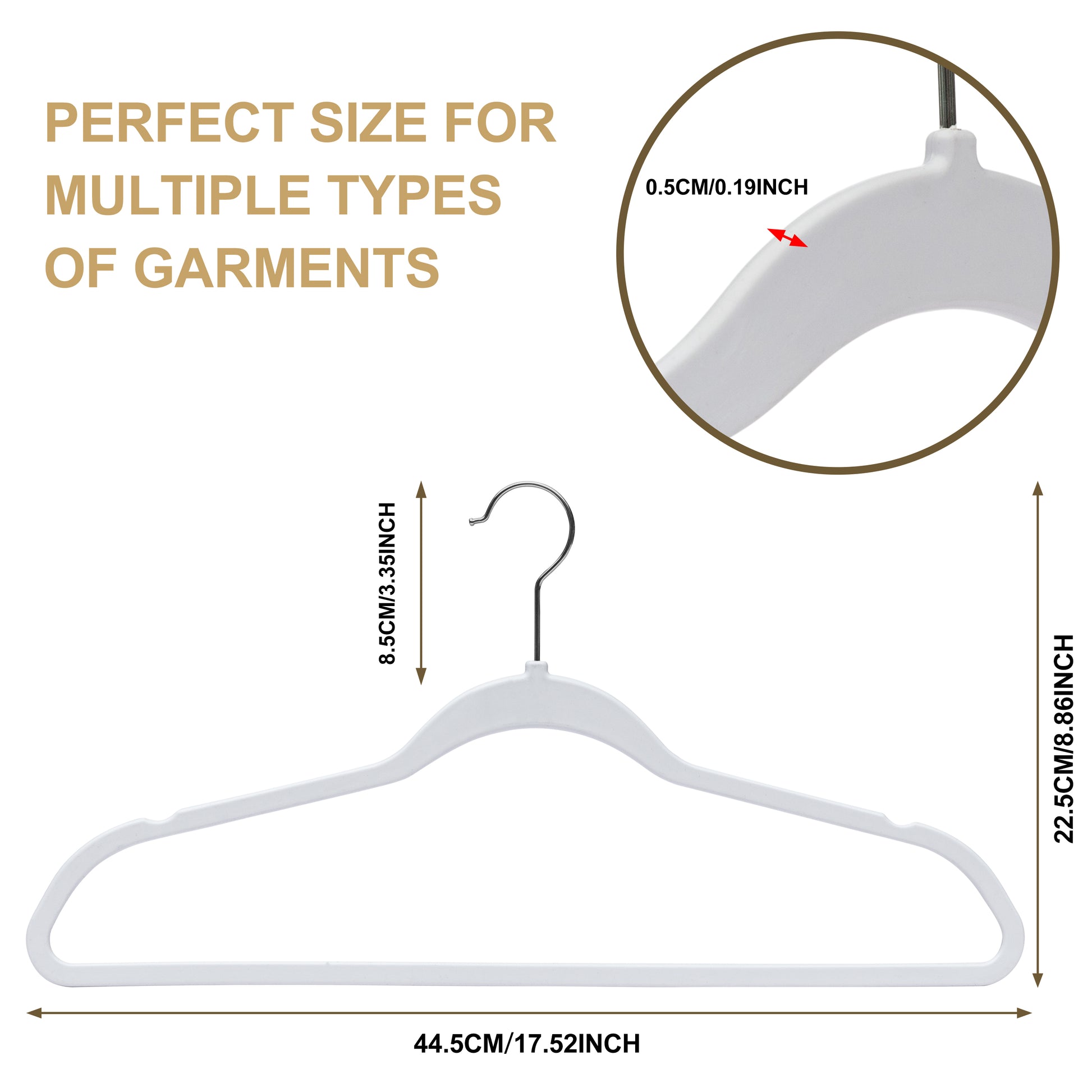 PL014 - Space saving Plastic Shirt Hangers - White - 200 Pcs