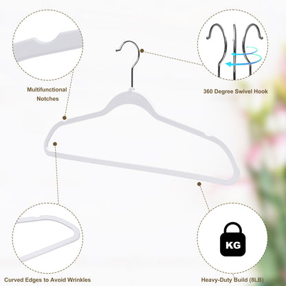 PL014 - Space saving Plastic Shirt Hangers - White - 200 Pcs