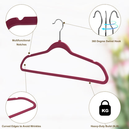 PL025 - Plastic Shirt Hangers Heavy Duty - Raspberry - 200