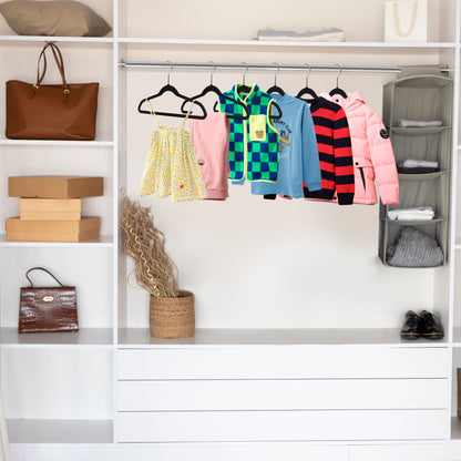 PL031 - Kids Plastic Hanger Swivel Hook, Chrome Hook, Black