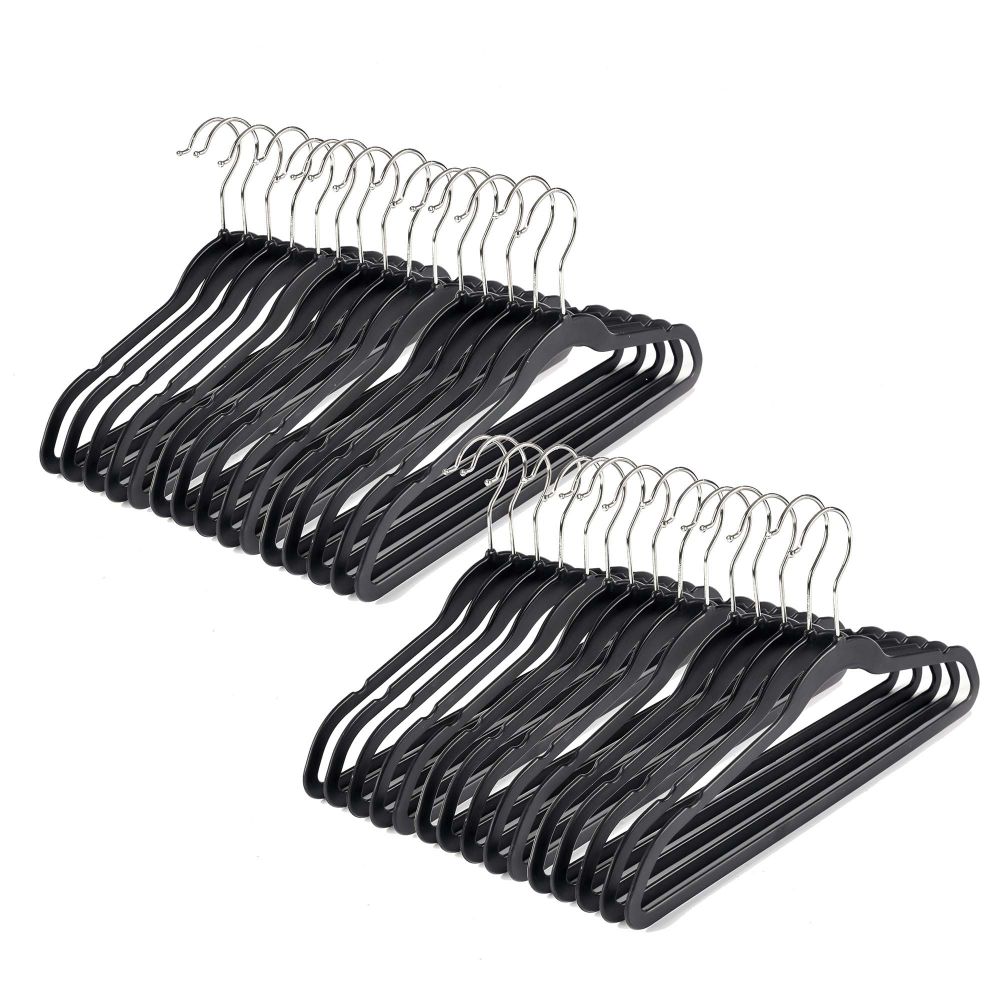 PL030 - Kids Plastic Hanger for Coats and Shirts with Swivel Hook, Chrome Hook