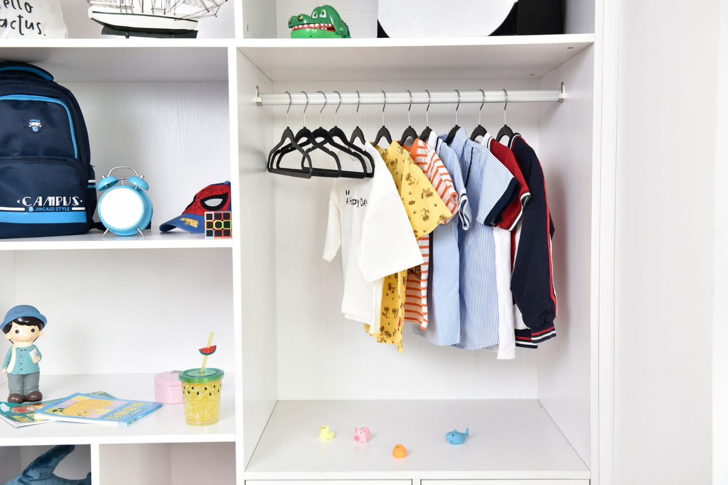 PL030 - Kids Plastic Hanger for Coats and Shirts with Swivel Hook, Chrome Hook