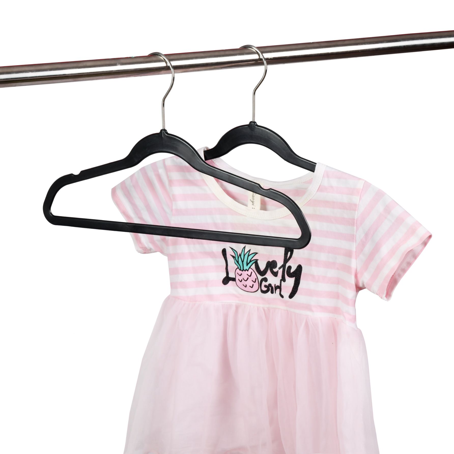 PL030 - Kids Plastic Hanger for Coats and Shirts with Swivel Hook, Chrome Hook