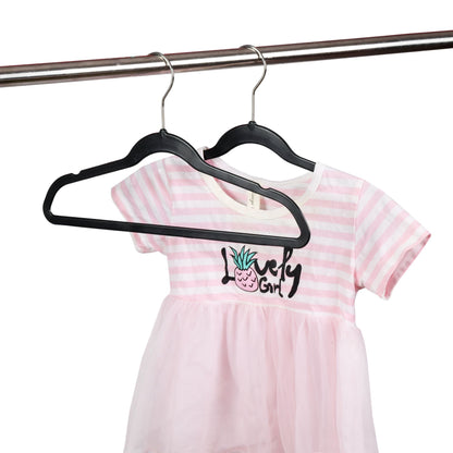 PL030 - Kids Plastic Hanger for Coats and Shirts with Swivel Hook, Chrome Hook