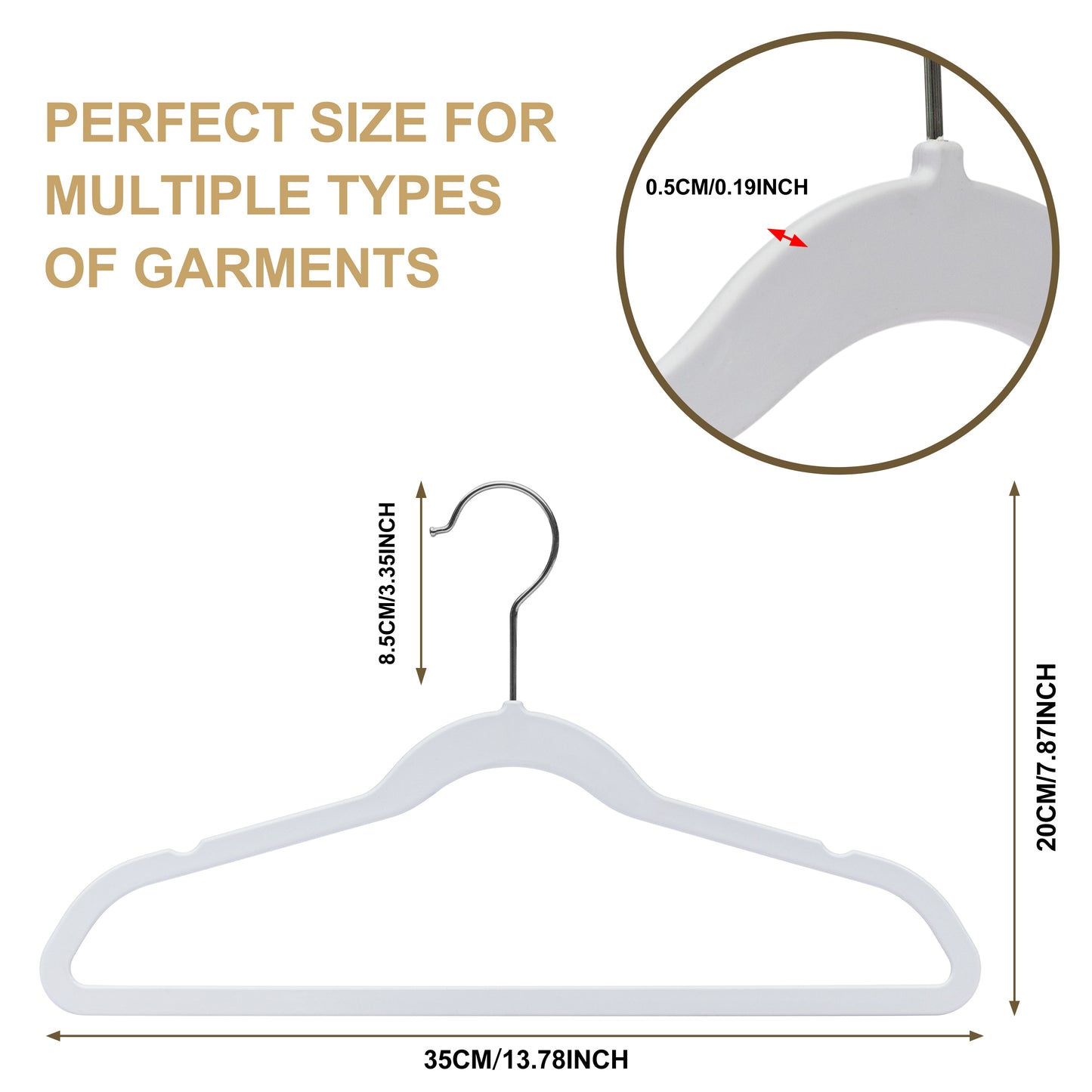 PL032 - Kids Plastic Hanger Swivel Hook, Chrome Hook, White