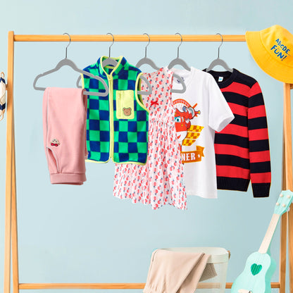 PL033 - Kids Plastic Hanger Swivel Hook, Chrome Hook, Gray