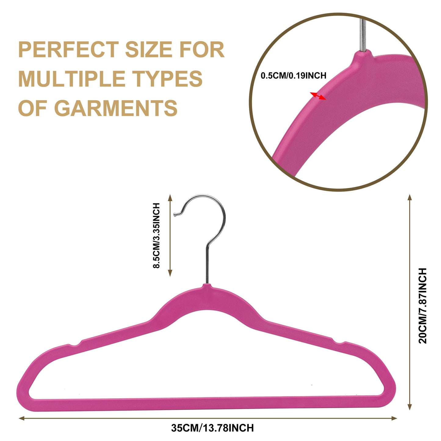 PL035 - Kids Plastic Hanger Swivel Hook, Chrome hook, Pink