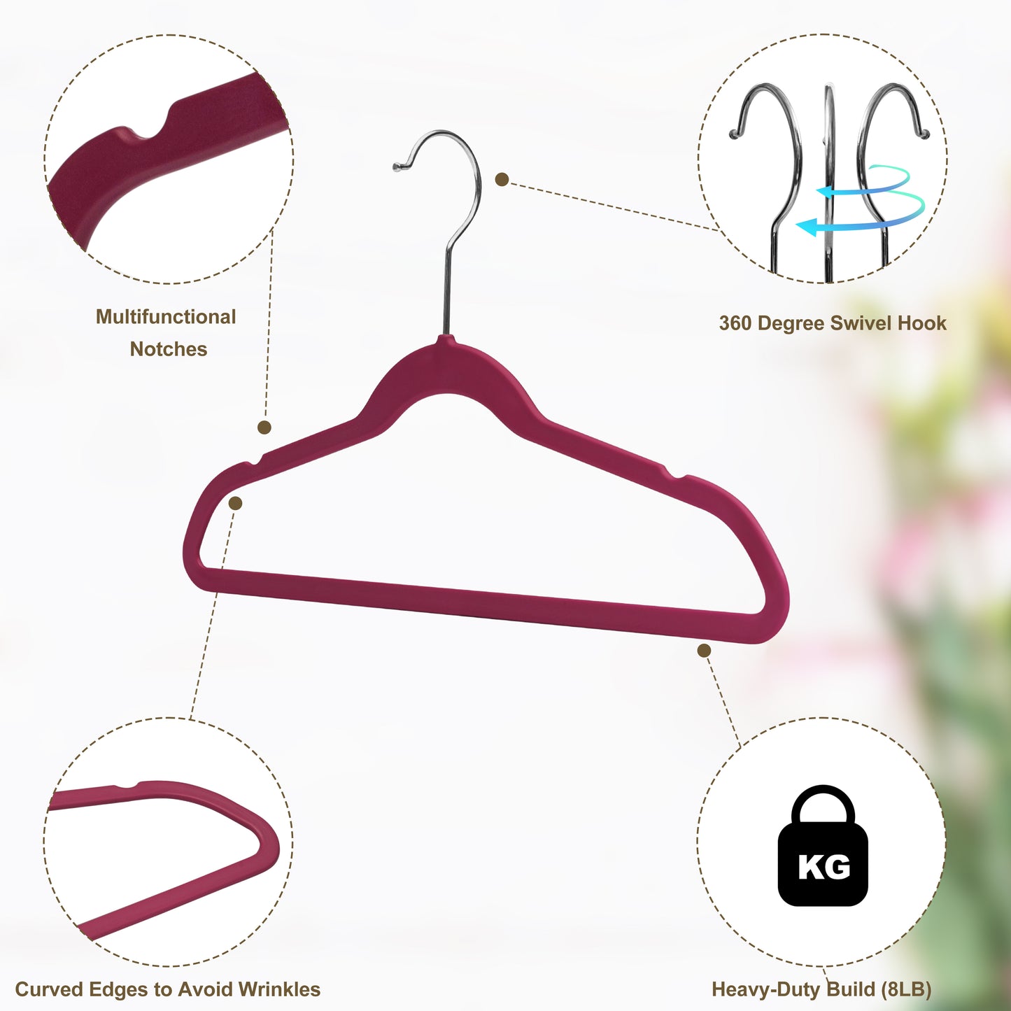 PL036 - 13.5" Kids Plastic Shirt Hangers - Raspberry - 240 Hangers