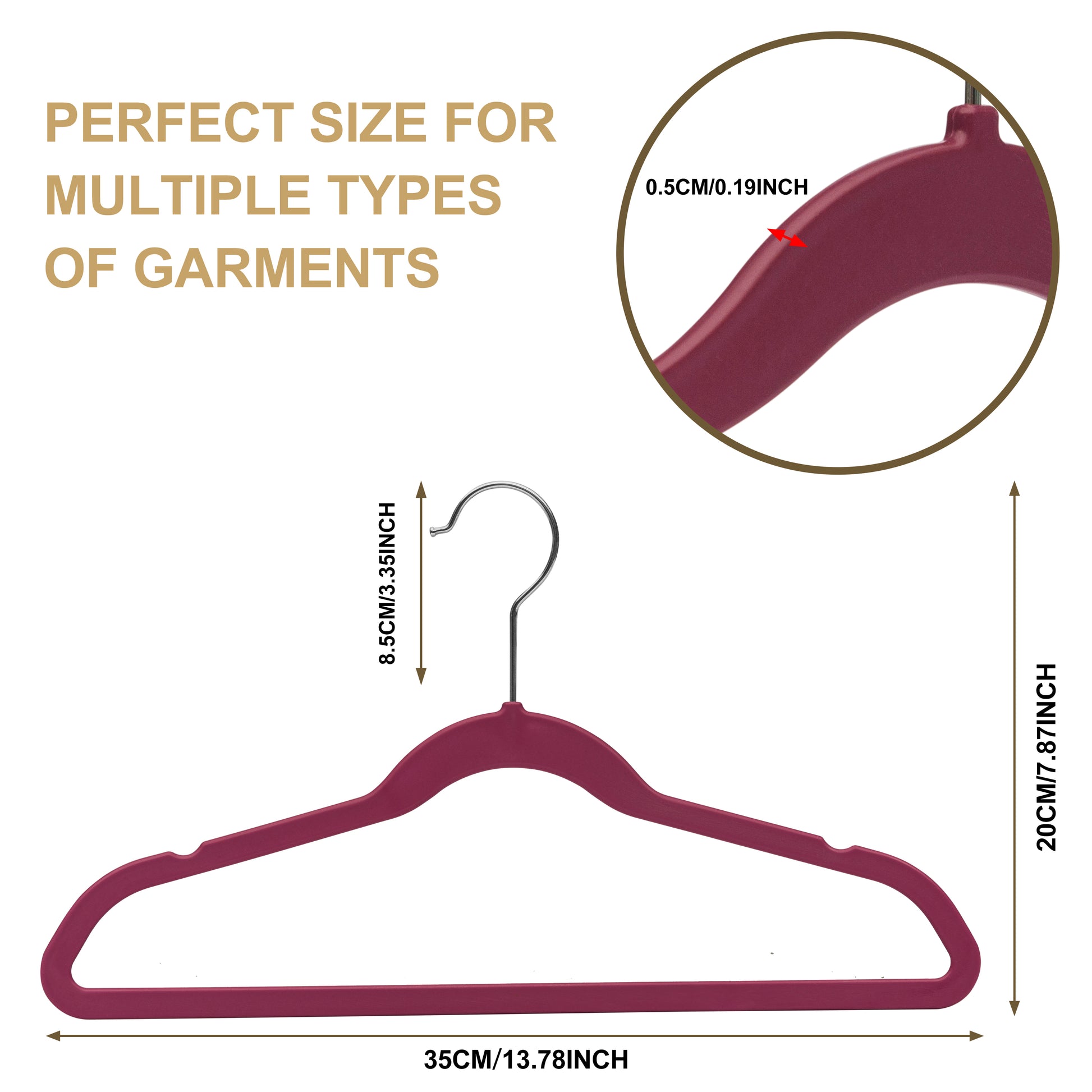 PL036 - 13.5" Kids Plastic Shirt Hangers - Raspberry - 240 Hangers