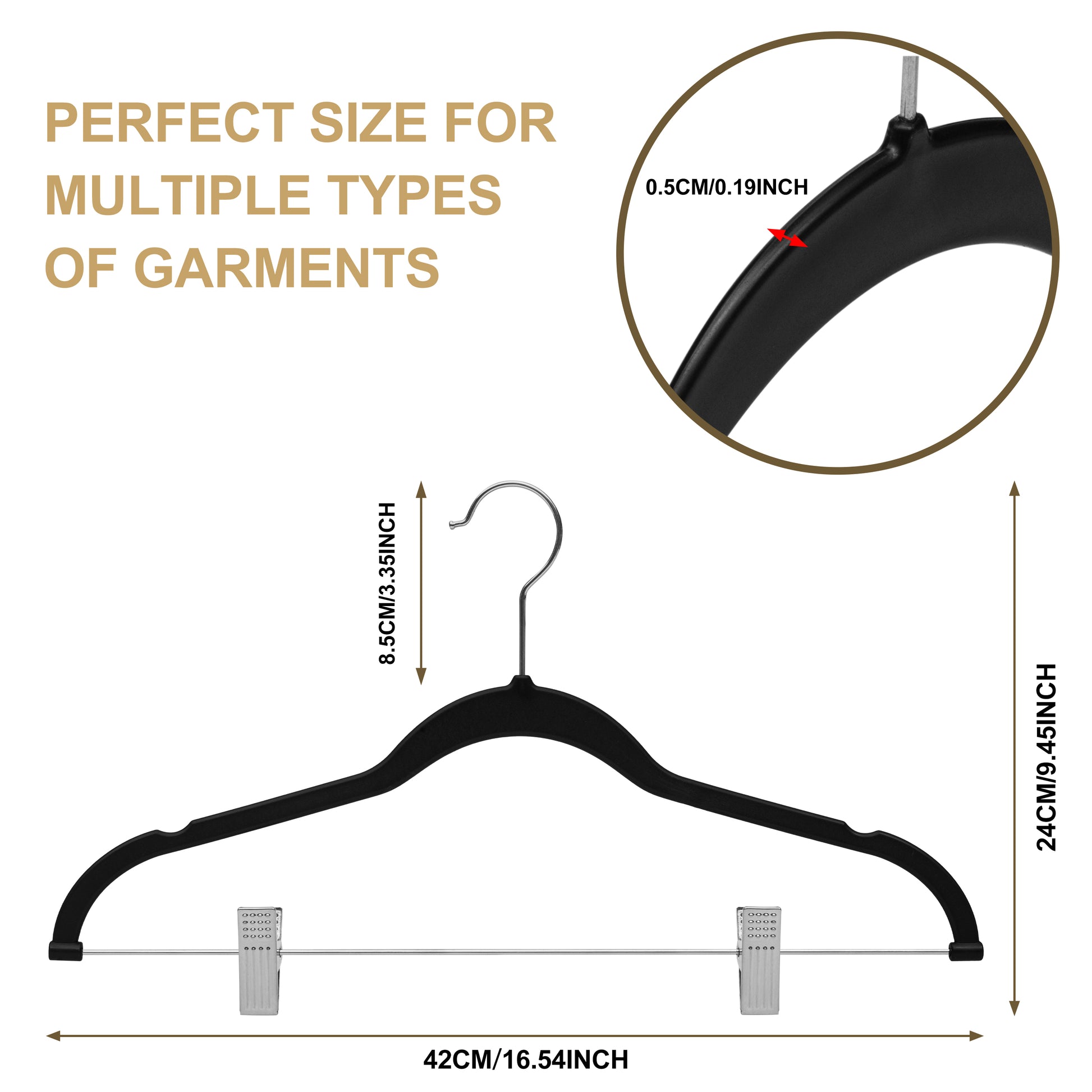 PL051 Plastic Skirt Hangers - Black - 80 Hangers