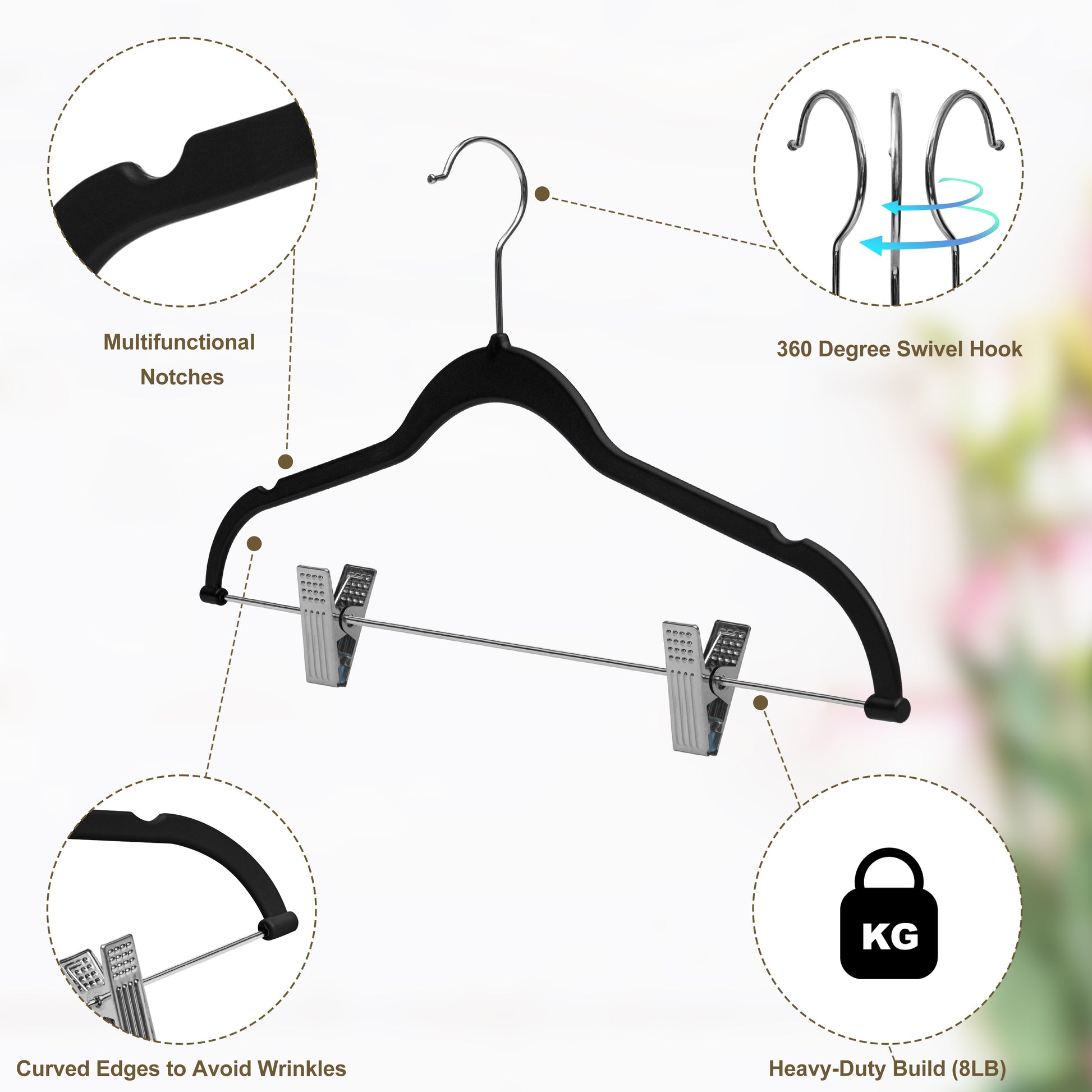PL051 Plastic Skirt Hangers - Black - 80 Hangers