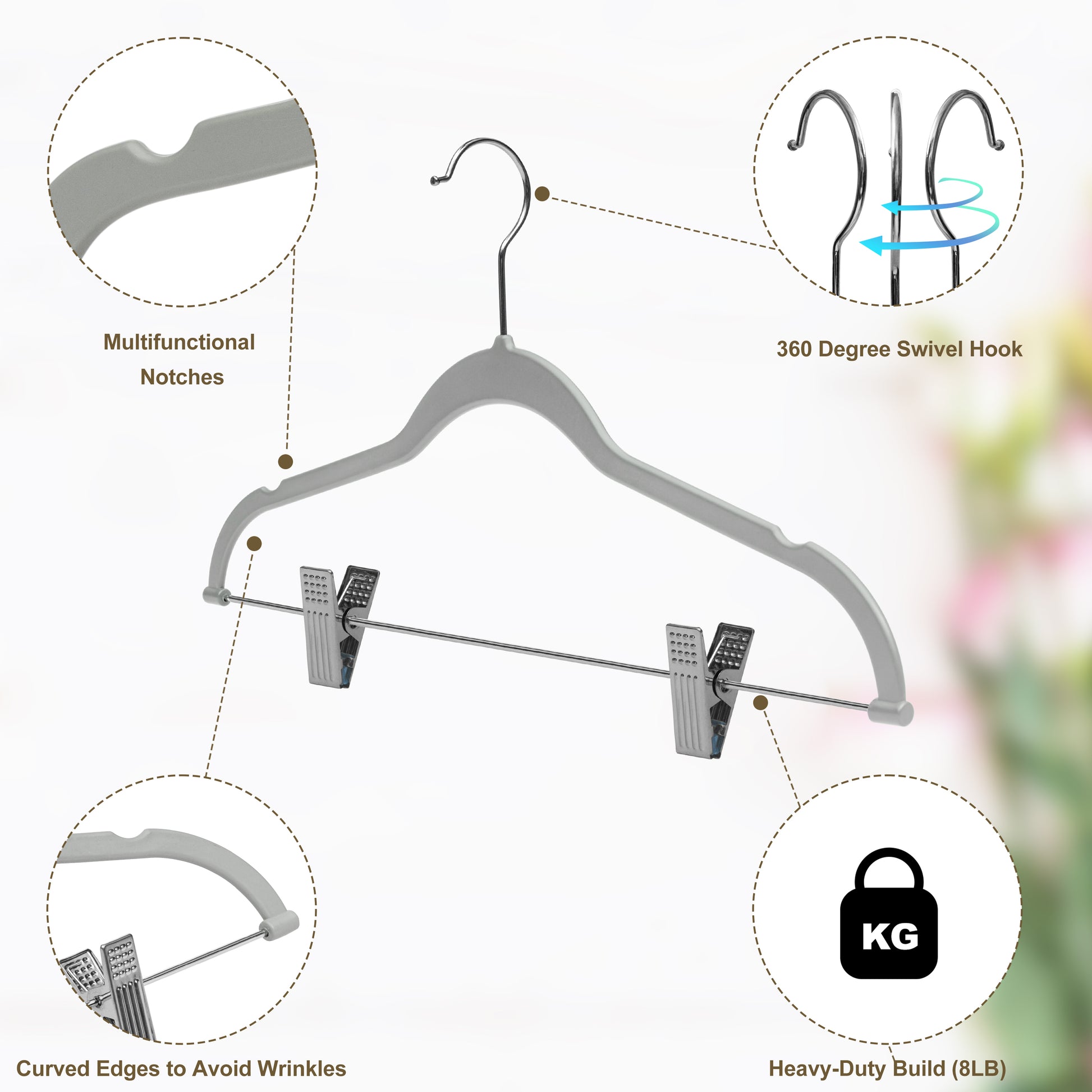 PL053 Plastic Skirt Hangers - Gray - 80 Hangers