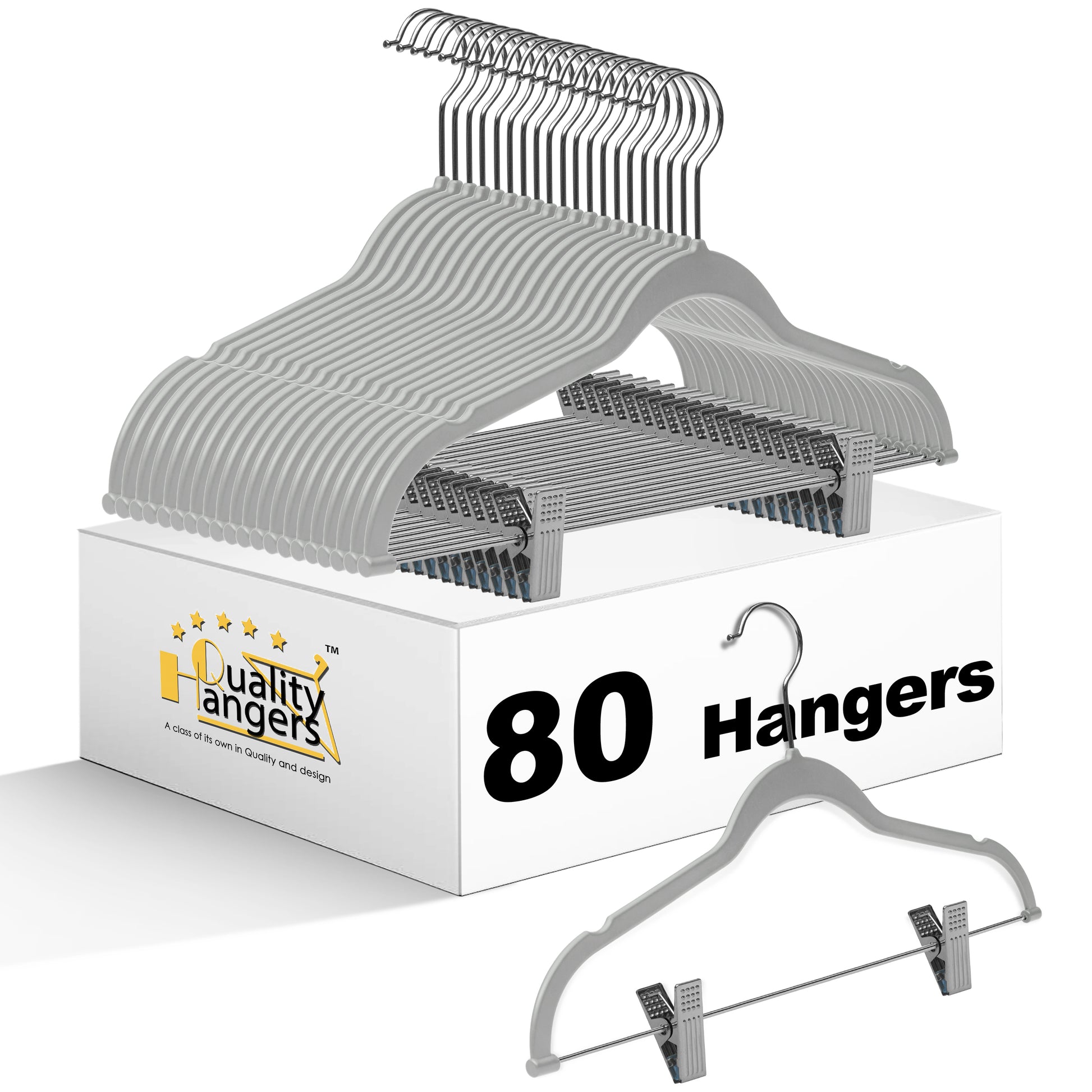 PL053 Plastic Skirt Hangers - Gray - 80 Hangers