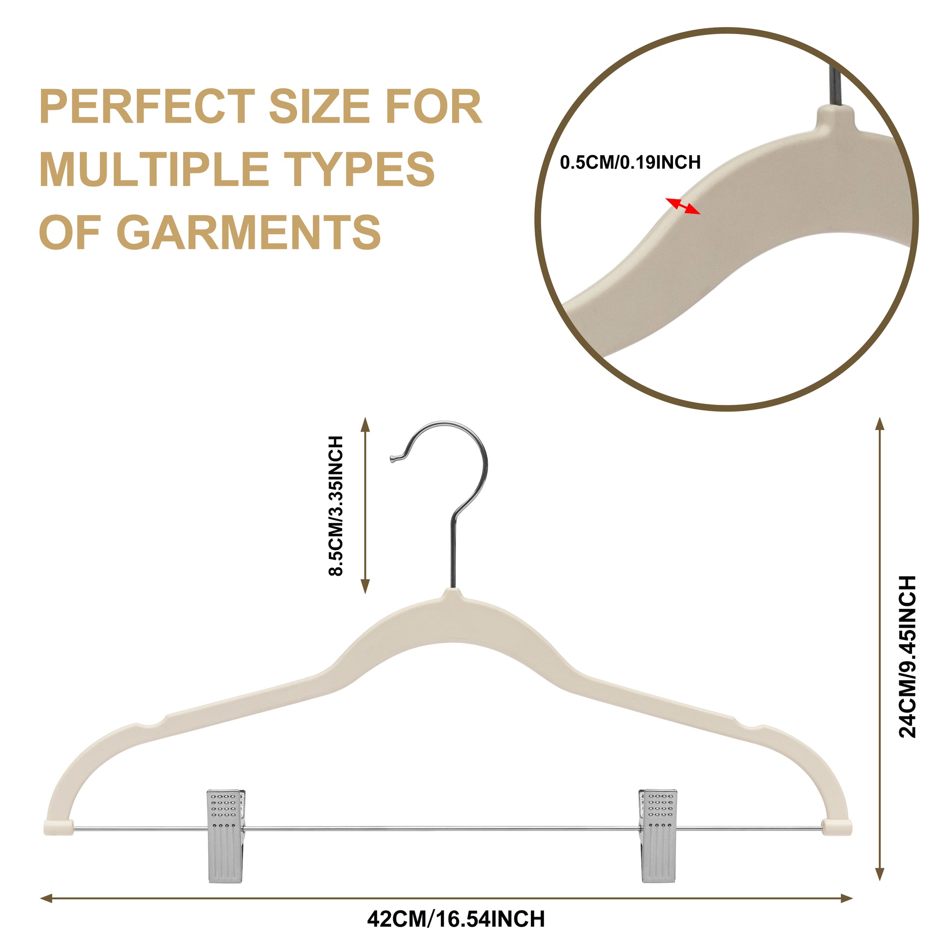 PL054 Plastic Skirt Hangers - Ivory - 80 Hangers 