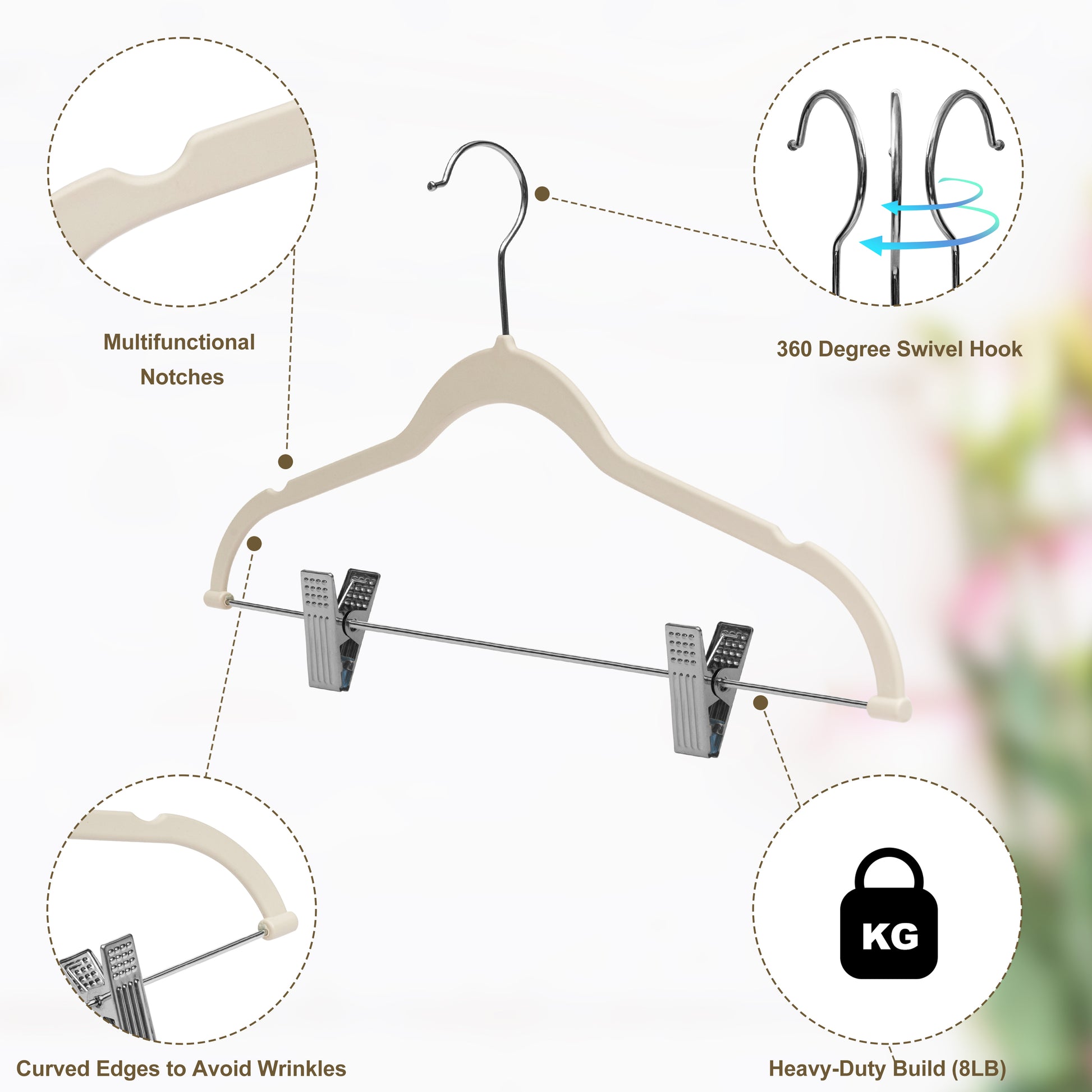 PL054 Plastic Skirt Hangers - Ivory - 80 Hangers 