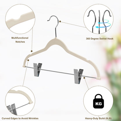 PL054 Plastic Skirt Hangers - Ivory - 80 Hangers 