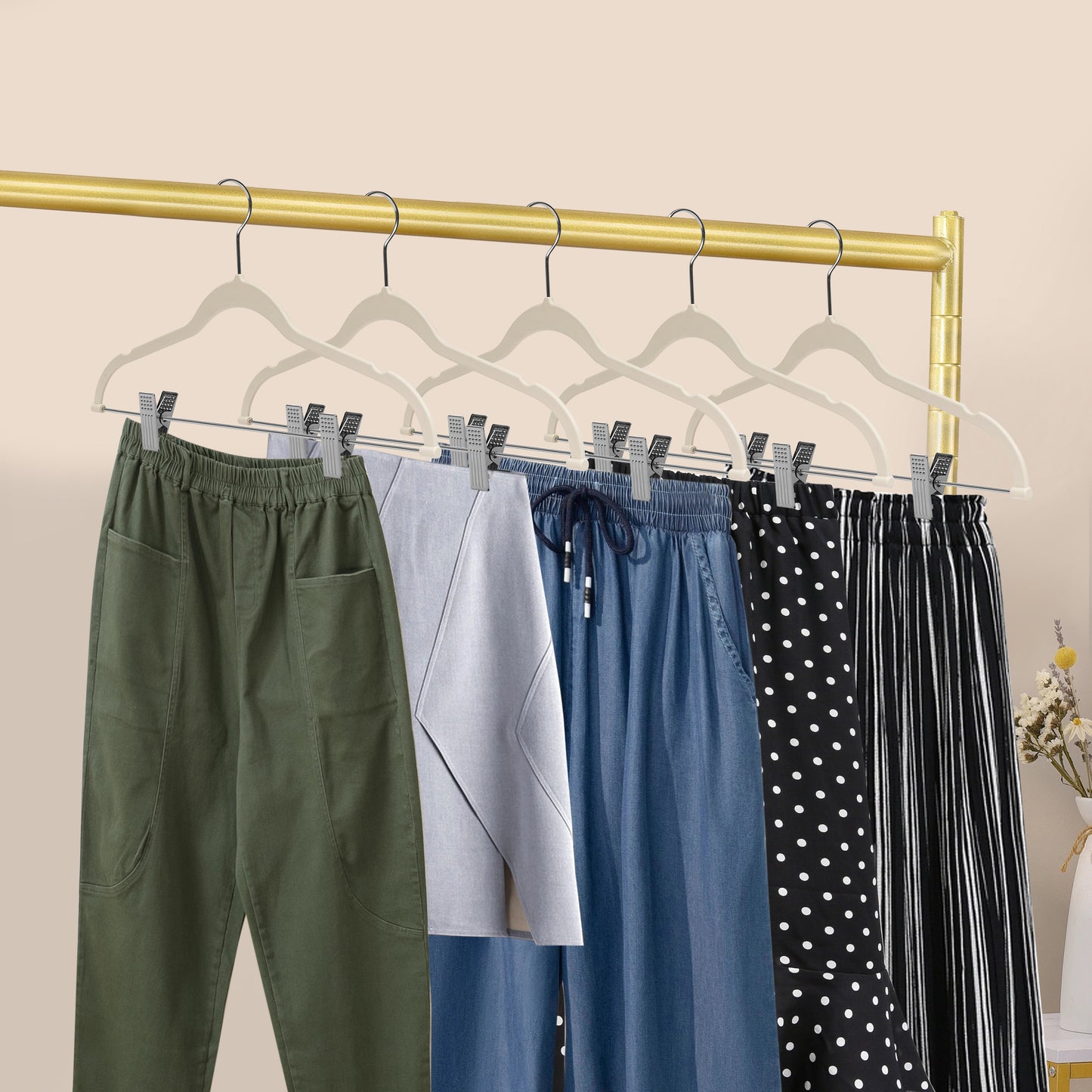 PL054 Plastic Skirt Hangers - Ivory - 80 Hangers 