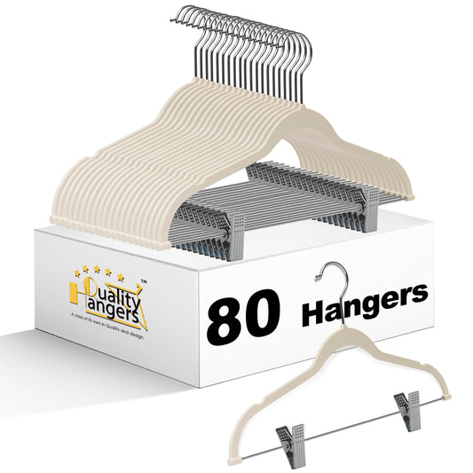 PL054 Plastic Skirt Hangers - Ivory - 80 Hangers 