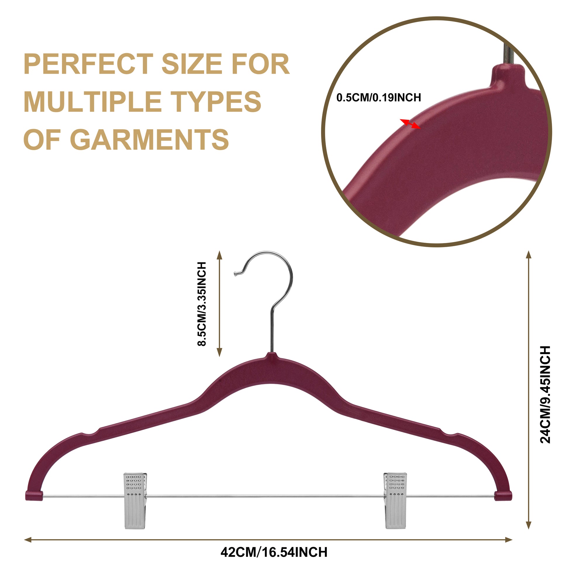 PL056-30 - Plastic Skirt Hangers Heavy Duty - Raspberry with clips - 80