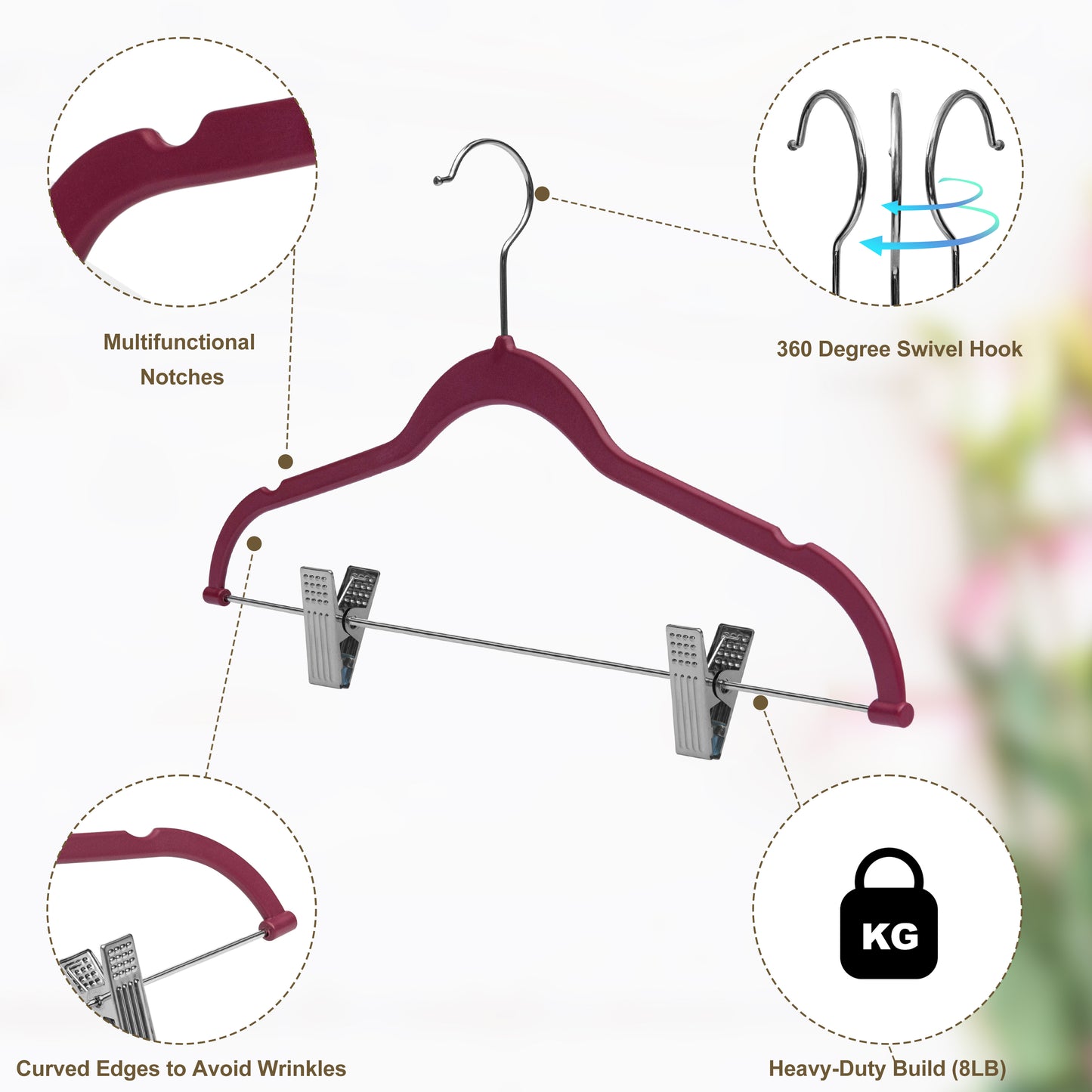 PL056-30 - Plastic Skirt Hangers Heavy Duty - Raspberry with clips - 80