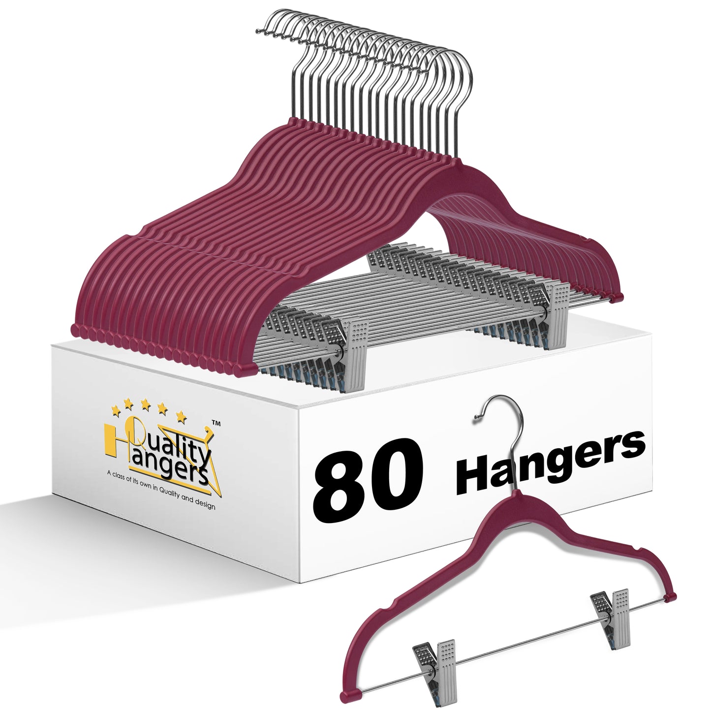 PL056-30 - Plastic Skirt Hangers Heavy Duty - Raspberry with clips - 80