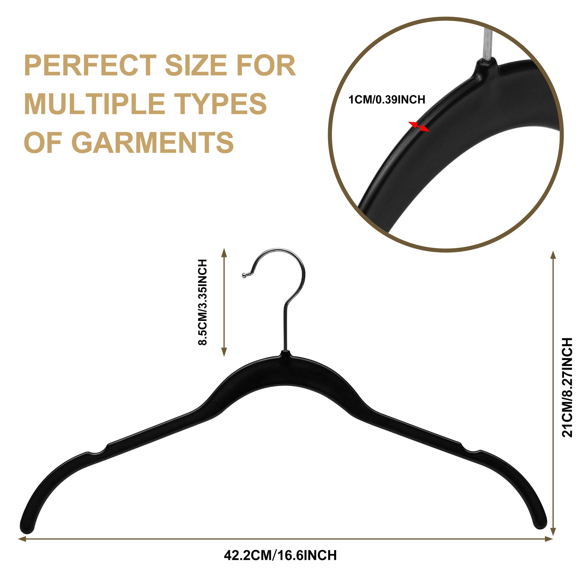 PL060 - 16.5" ABS Plastic Slim Shirt Hangers 