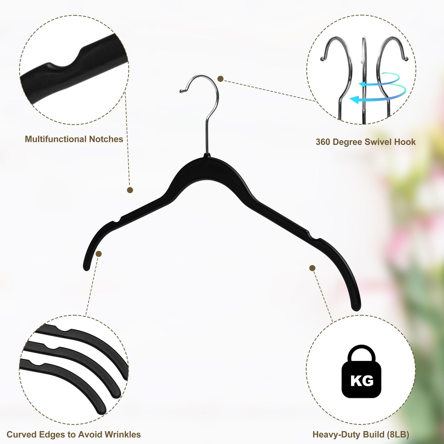 PL060 - 16.5" ABS Plastic Slim Shirt Hangers 