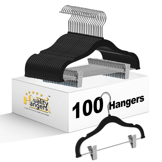 PL061 - 13.5" Kids Plastic Skirt Hangers with Clips - Black