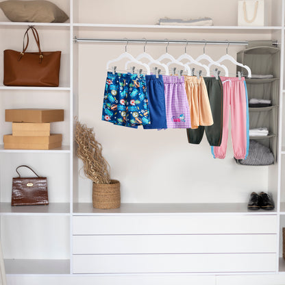 PL062 - 13.5" Kids Plastic Skirt Hangers with Clips - White