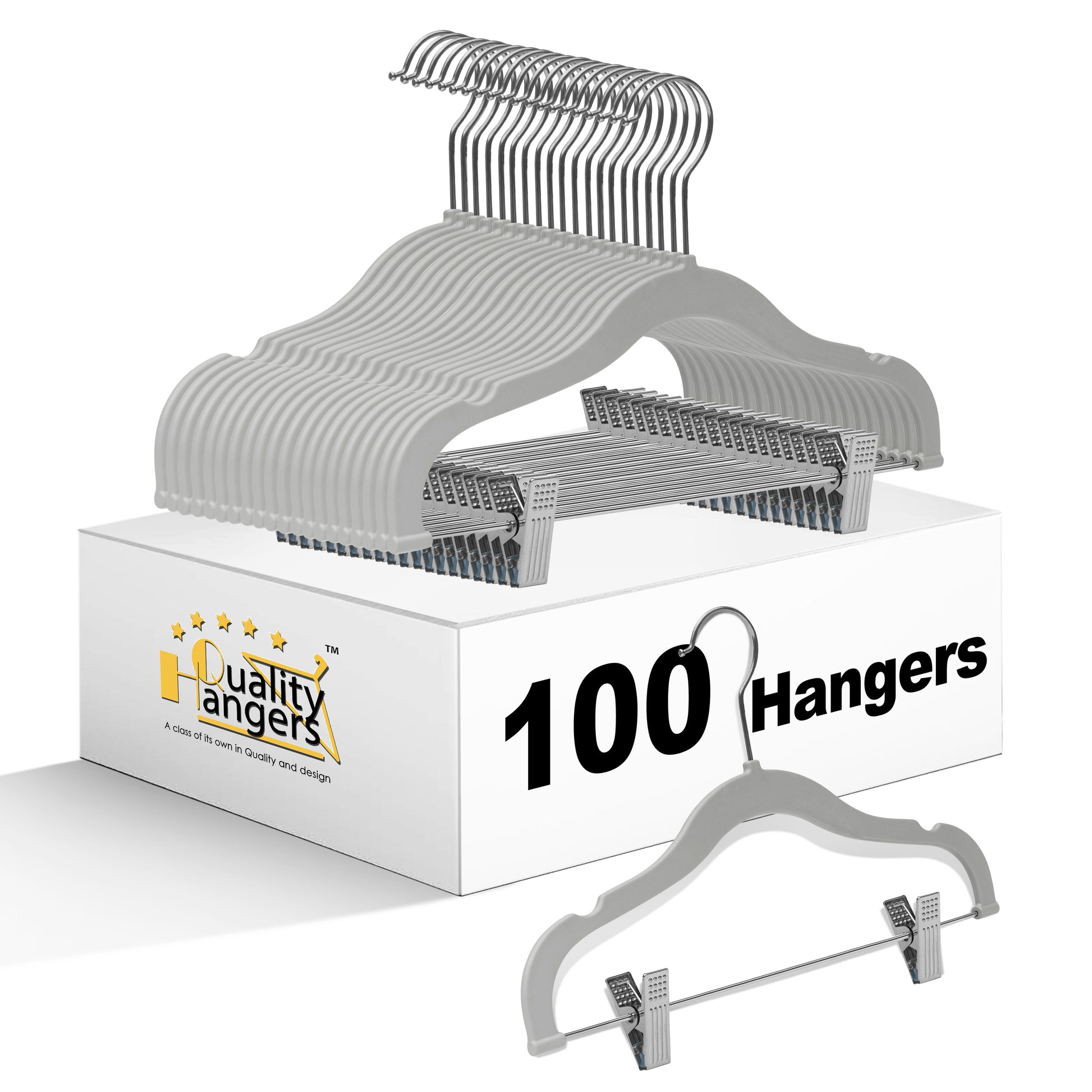 PL063 - 13.5" Kids Plastic Skirt Hangers with Clips - Gray